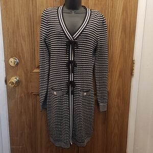 Striped Black and White Women's Sweater Dress